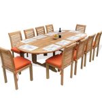 Buckingham Dining Height Extra WIDE 108" x 51" Double Leaf Oval Extension Table w 10 Stacking Armless Chairs