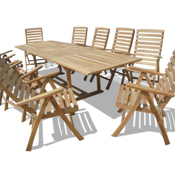 Buckingham 118" x 39" Double Leaf Extension Table w/10 Chelsea 5 Position Reclining Arm Chairs