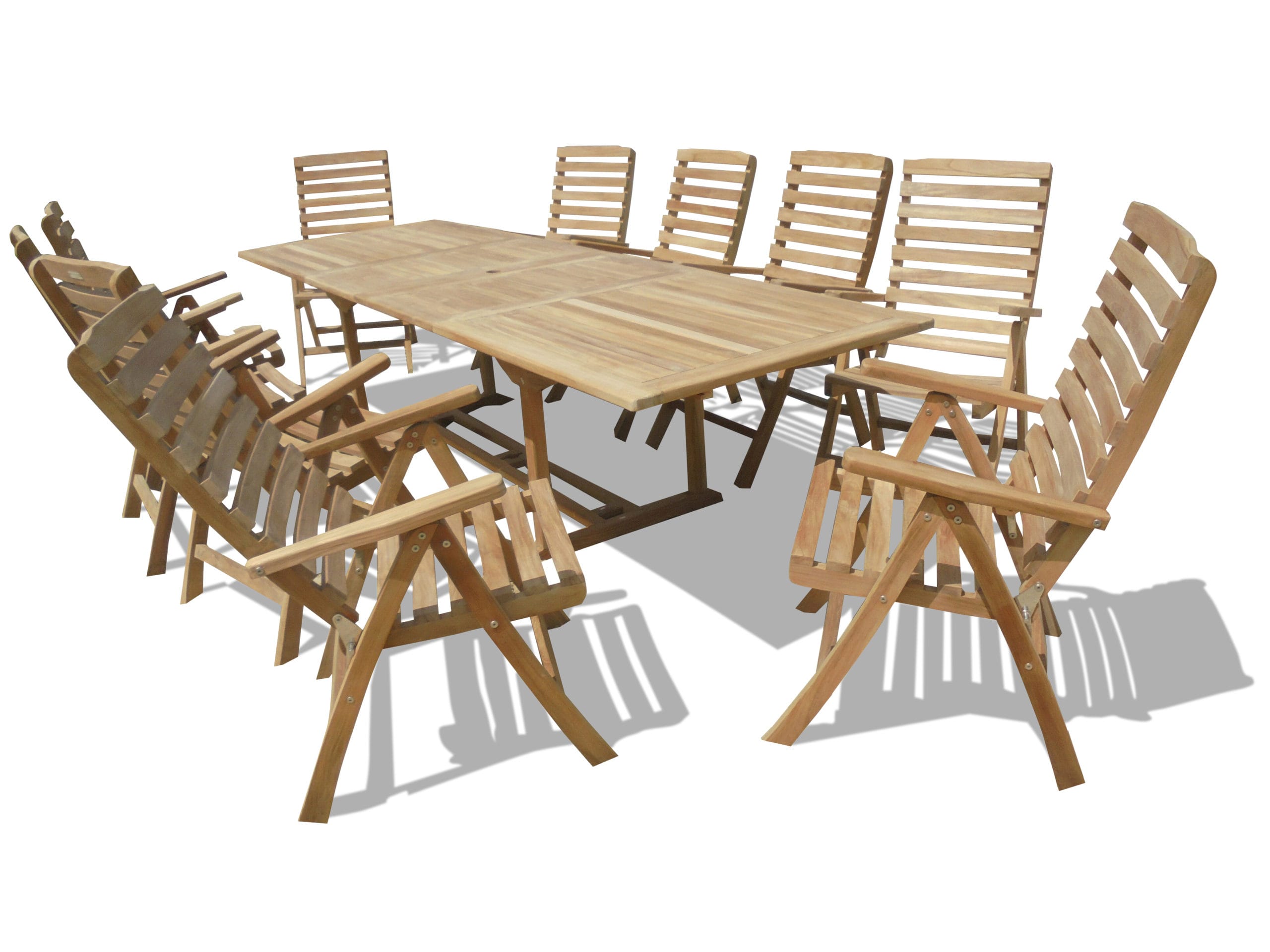 Buckingham 118" x 39" Double Leaf Extension Table w/10 Chelsea 5 Position Reclining Arm Chairs