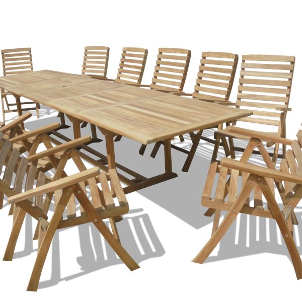 Buckingham 138" x 39" Double Leaf Extension Table w/12 Chelsea 5 Position Reclining Arm Chairs