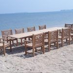 Buckingham 138" Double Leaf Extension Teak Table W/10 Chippendale Arm Chairs