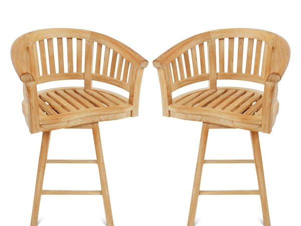 Kensington Swivel Curved Teak Arm Counter Chair. 2 Pack