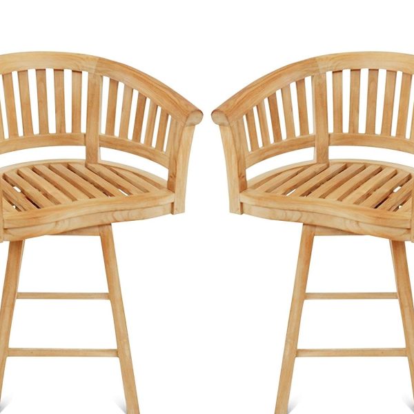 Kensington Swivel Curved Teak Arm Counter Chair. 2 Pack