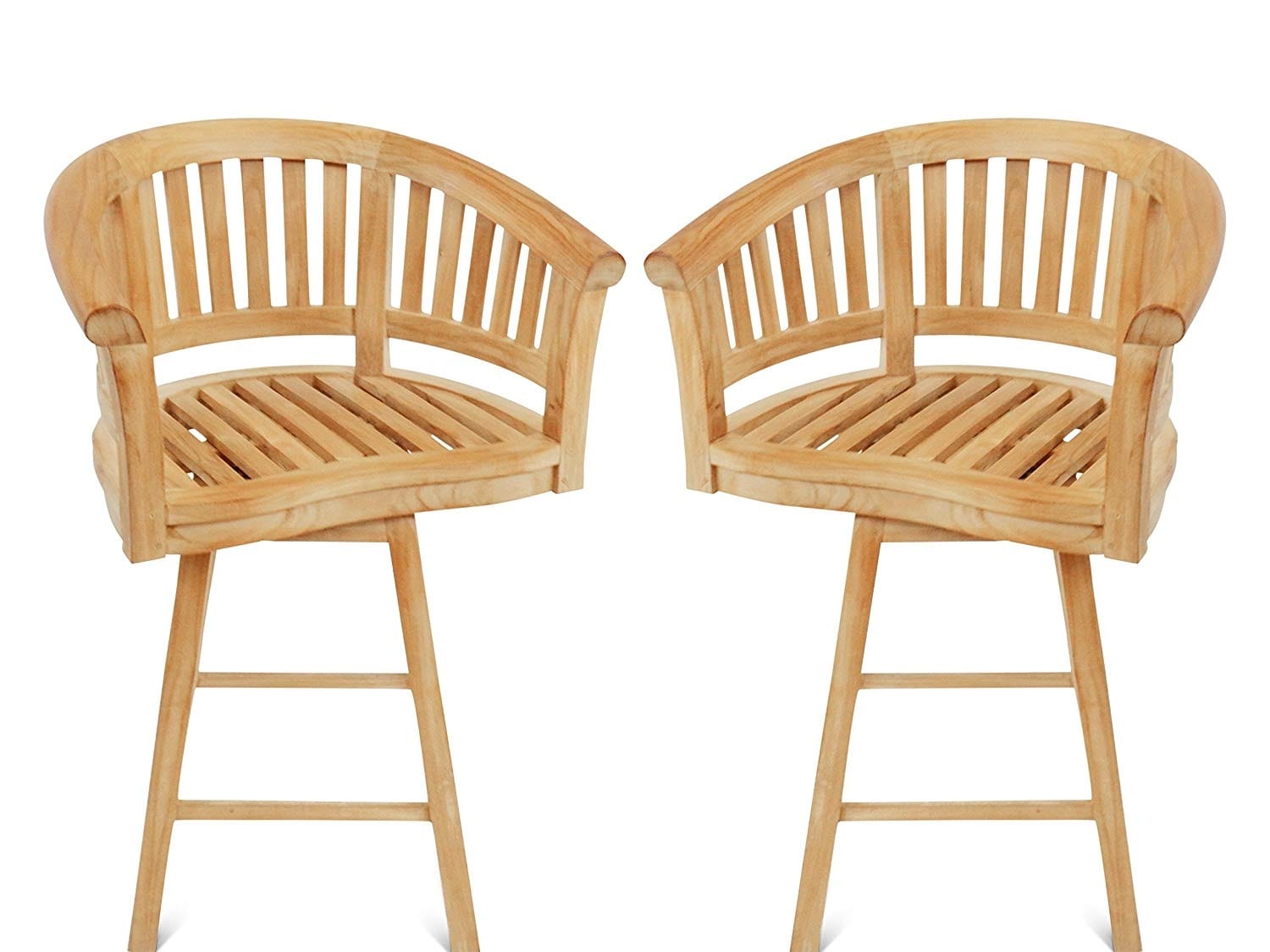 Kensington Swivel Curved Teak Arm Counter Chair. 2 Pack