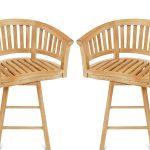 Kensington Swivel Curved Teak Arm Bar chair. 2 Pack