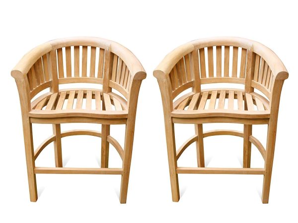 Kensington Curved Teak Arm Counter Chair. 2 Pack