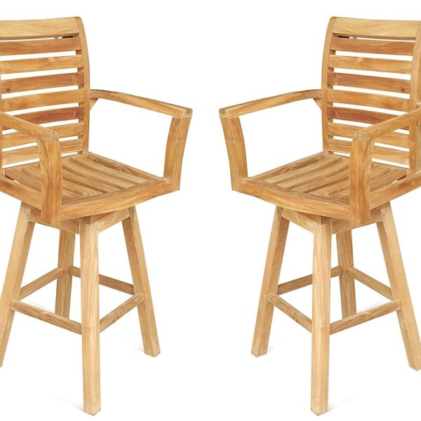 St. Moritz Teak Swivel Counter Arm Chair. 2 Pack.