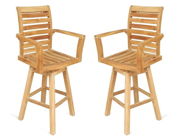 St. Moritz Teak Swivel Bar Arm Chair. 2 Pack