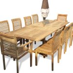 Buckingham 95" Rectangular Teak Extension Table w/ 10 Casa Blanca Stacking Chairs