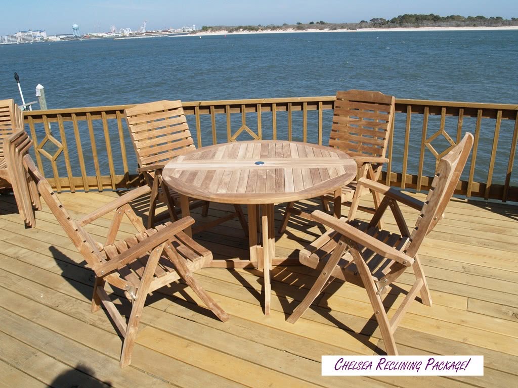 Barcelone Round Drop Leaf Folding 39" Teak Dining Table...use with 1 Leaf Up or 2.... Makes 2 different tables