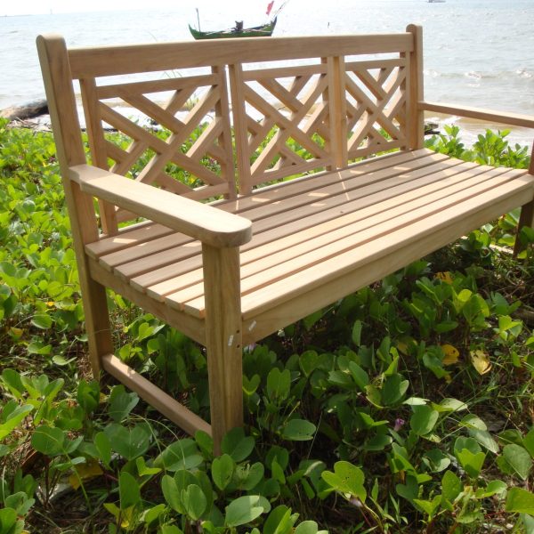 59" Chippendale Teak Bench 3 Seater