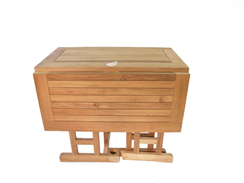 Barcelone 35" Square Drop Leaf Folding Teak Table...use with 1 Leaf Up or 2.... Makes 2 different tables