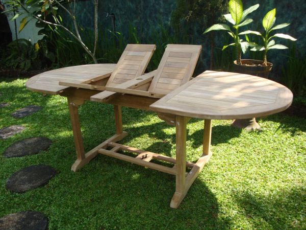 Buckingham 82" Double Leaf Oval Teak Extension Table