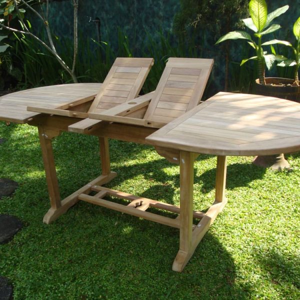 Buckingham 82" Double Leaf Oval Teak Extension Table