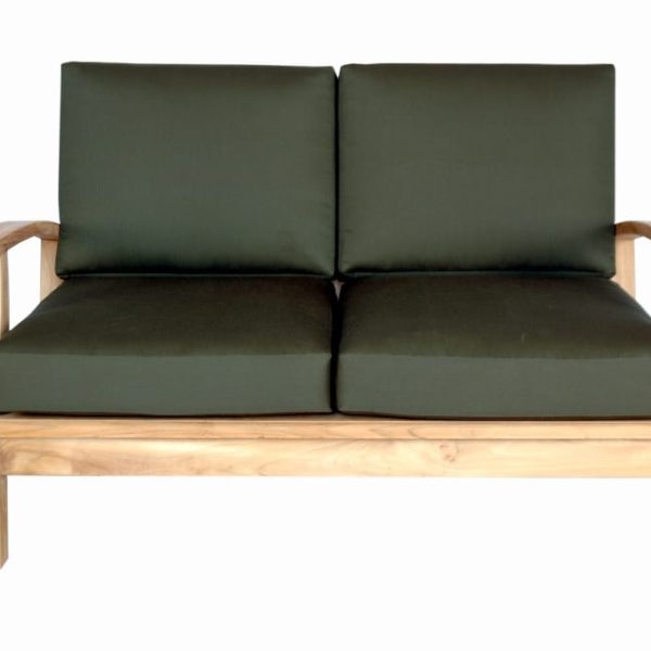 Portofino Deep Seating Teak Loveseat w/ Sunbrella Cushions