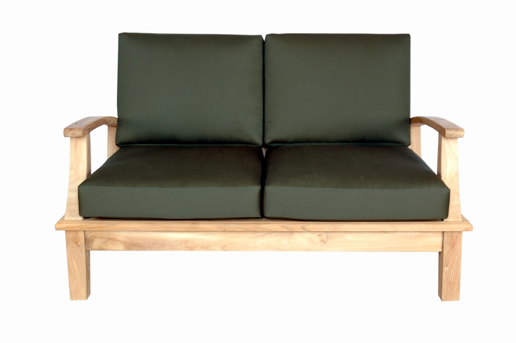 Portofino Deep Seating Teak Loveseat w/ Sunbrella Cushions