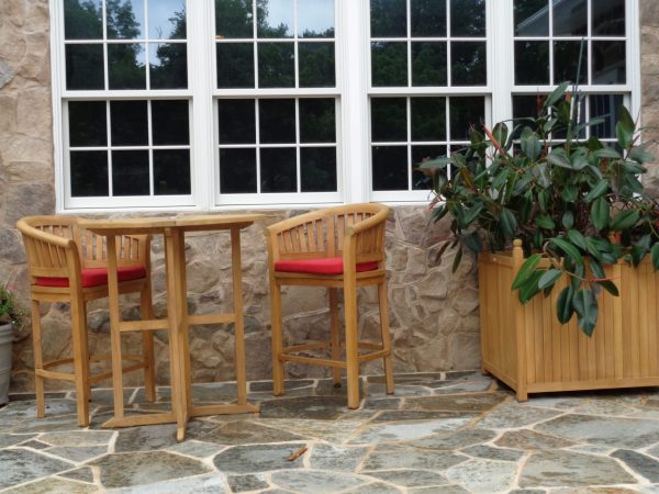 Nassau 39" Round Drop Leaf Folding Bar Table W/2 Kensington Bar Chairs