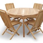Cannes 47" Round Dining Table w/4 Java Folding Chairs
