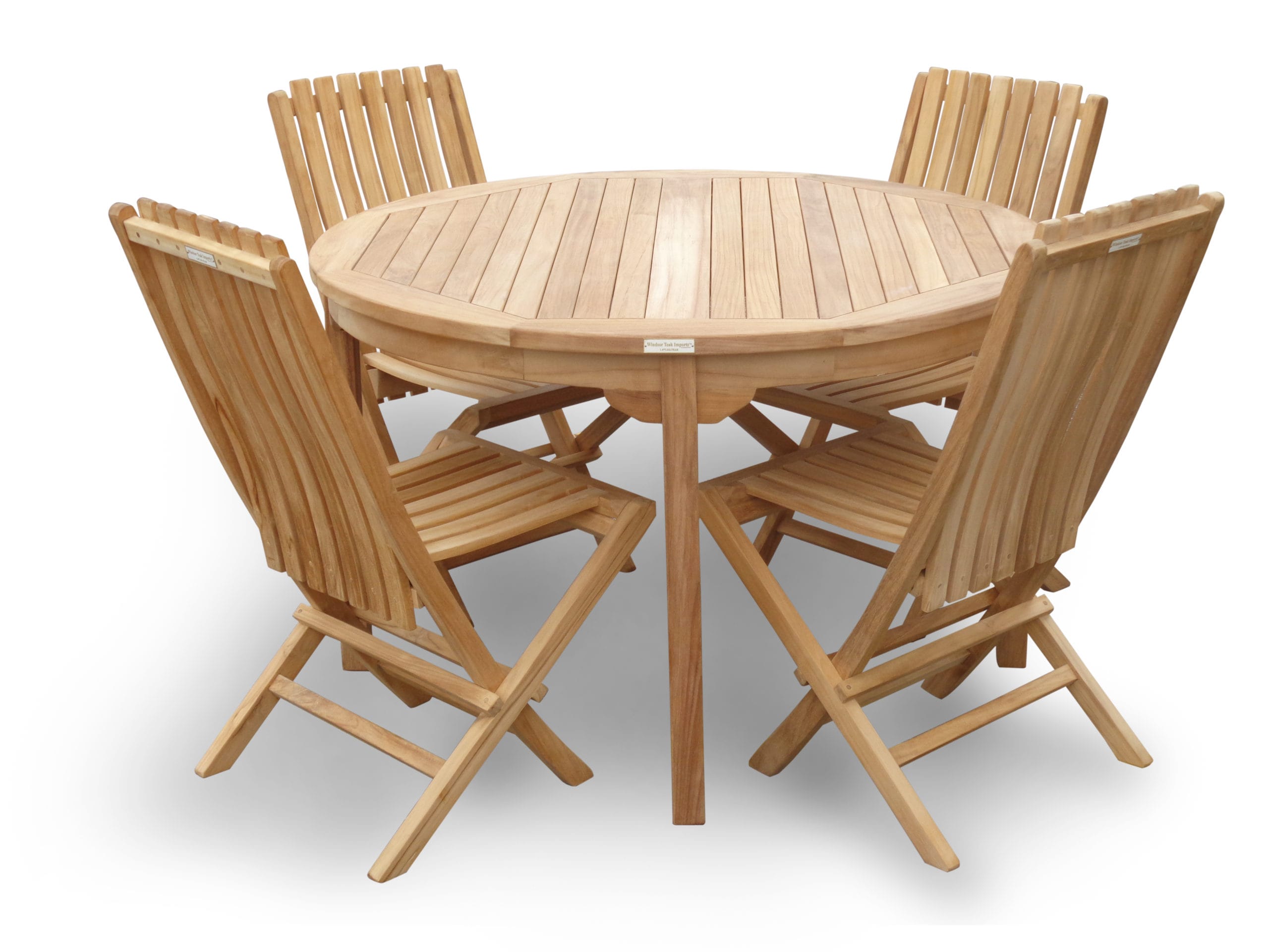 Cannes 47" Round Dining Table w/4 Java Folding Chairs