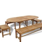 Buckingham 82" x 39" Double Leaf Oval Extension Table w Two 72" & Two 18" Backless Benches...Seats 8-10