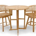 Nassau 39" Round Drop Leaf Folding Bar Table W/2 Kensington Swivel Bar Chairs