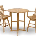 Bimini 39" Round Teak Drop Leaf CounterTable w/2 St. Moritz Swivel Counter Chairs