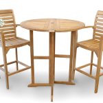 Nassau 39" Round Teak Drop Leaf Bar Table w/2 St. Moritz Bar Chairs