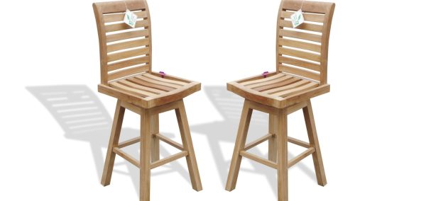 St. Moritz Teak Armless Swivel Counter Chair. 2 Pack.