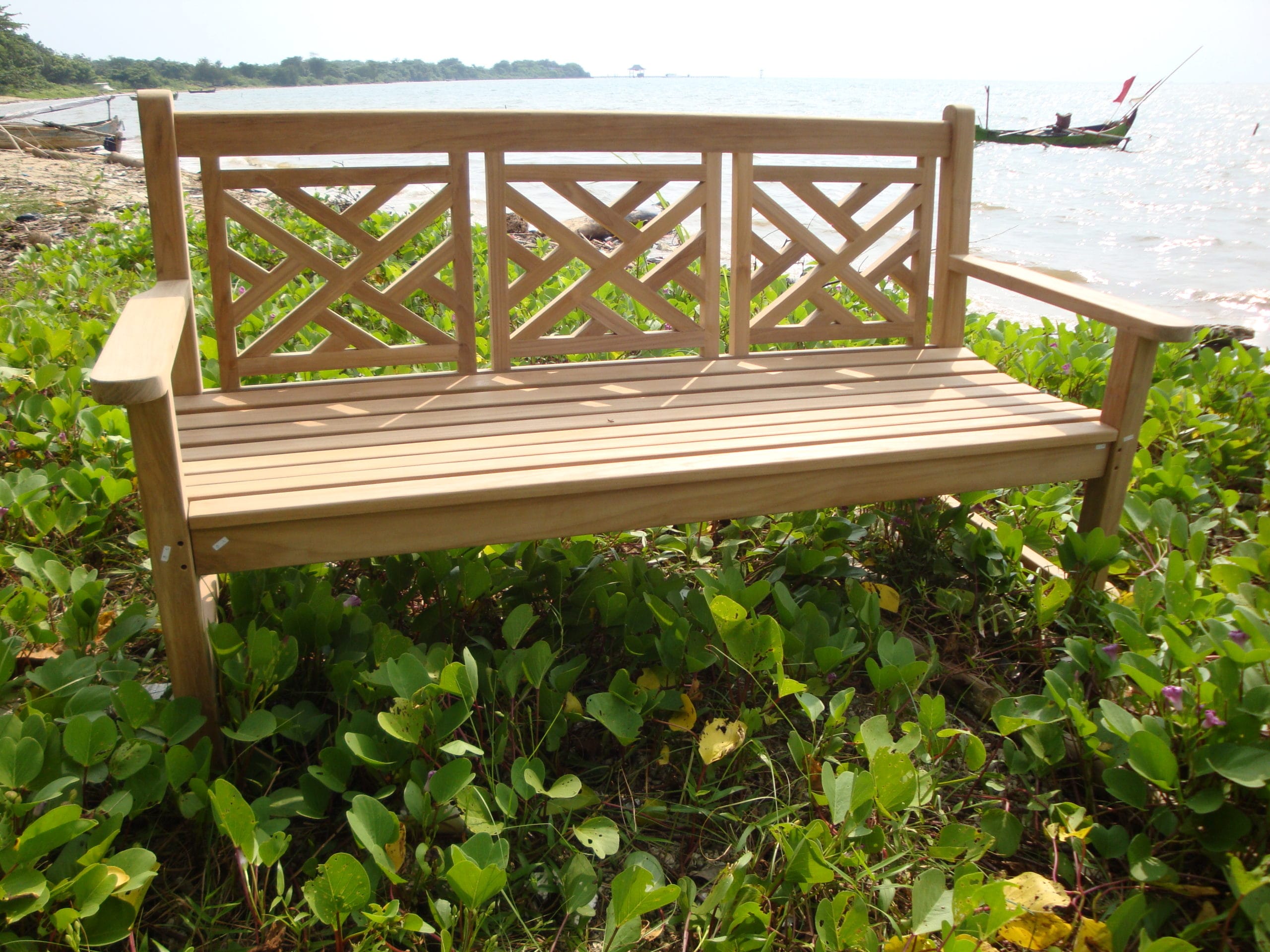 59" Chippendale Teak Bench 3 Seater