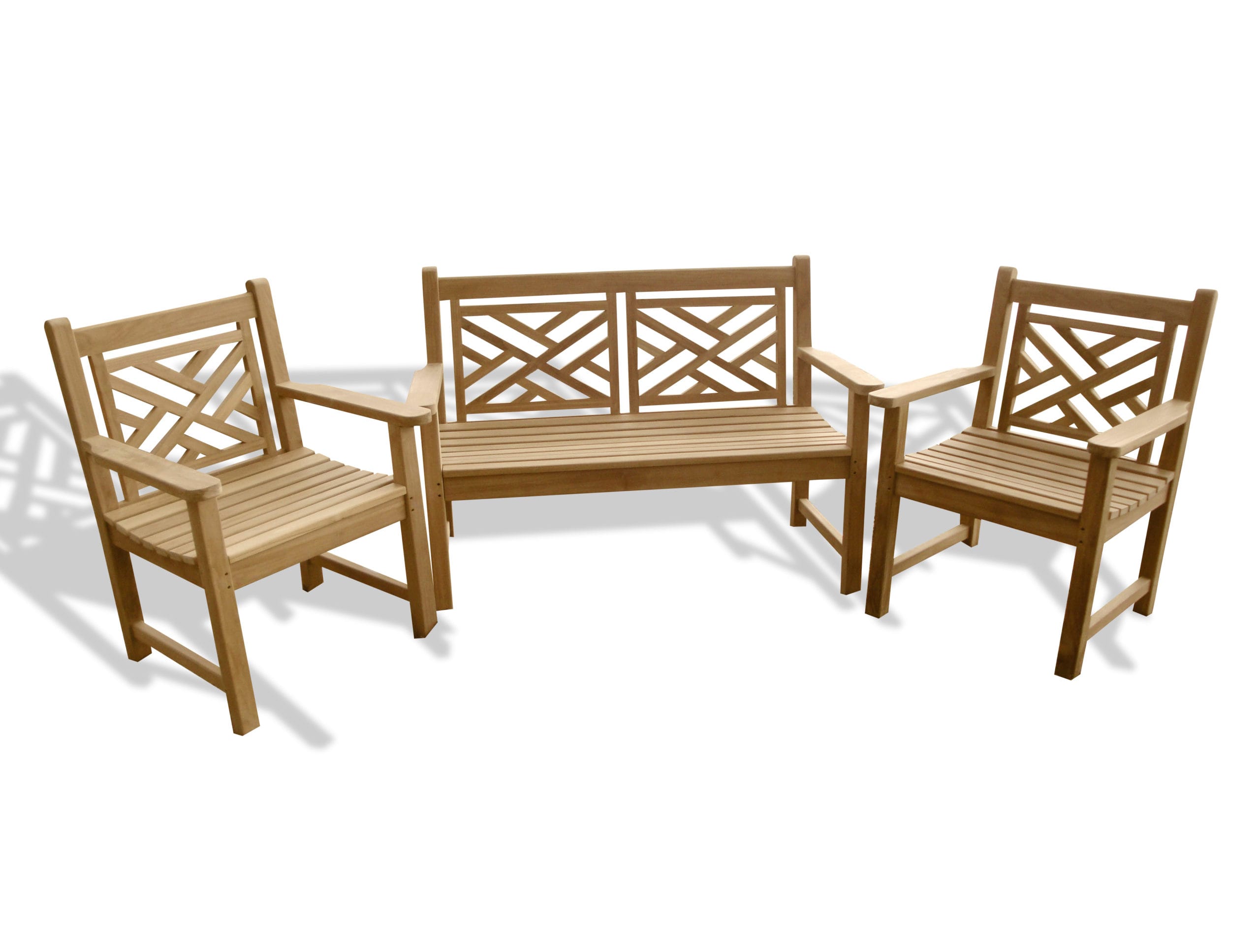 Chippendale 3 Pc Collection /One 48" Bench and 2 Arm Chairs