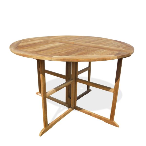 The 59" Bimini Round Drop Leaf Folding Teak Counter Table