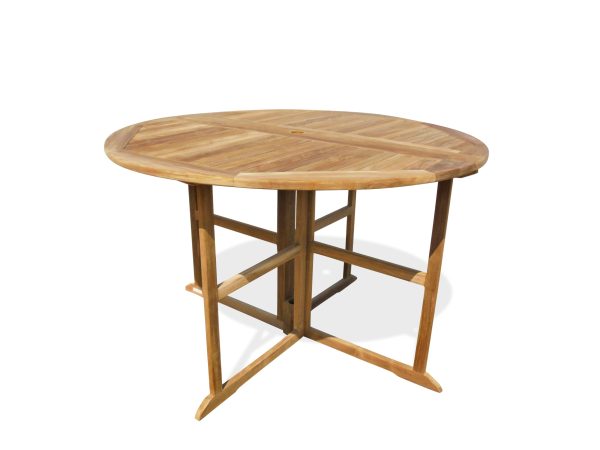 The 59" Nassau Round Drop Leaf Folding Teak Bar Table