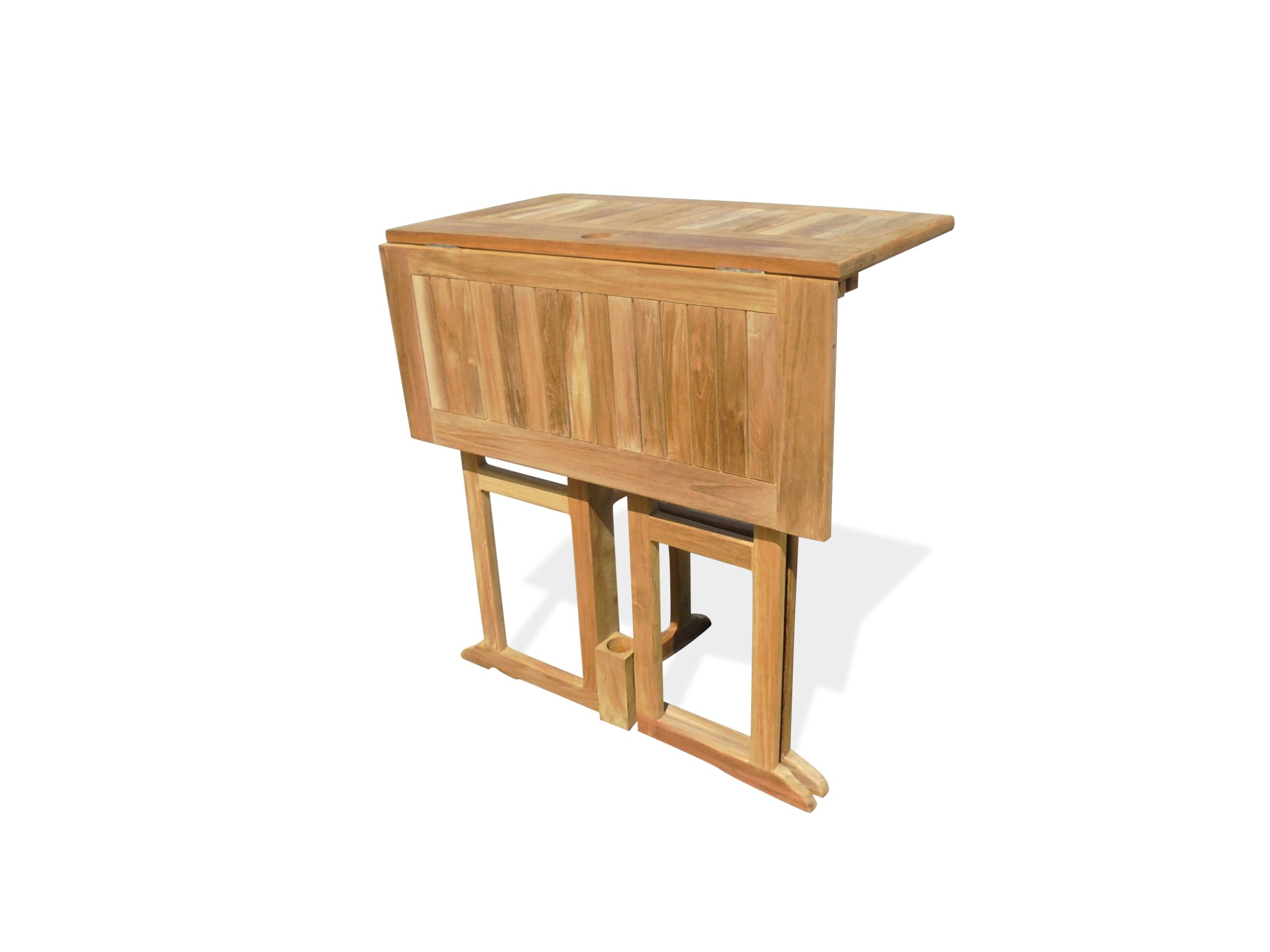 Nassau 35" Premium Teak Square Drop Leaf Folding Bar Table ...use with 1 Leaf Up or 2.... Makes 2 different tables!