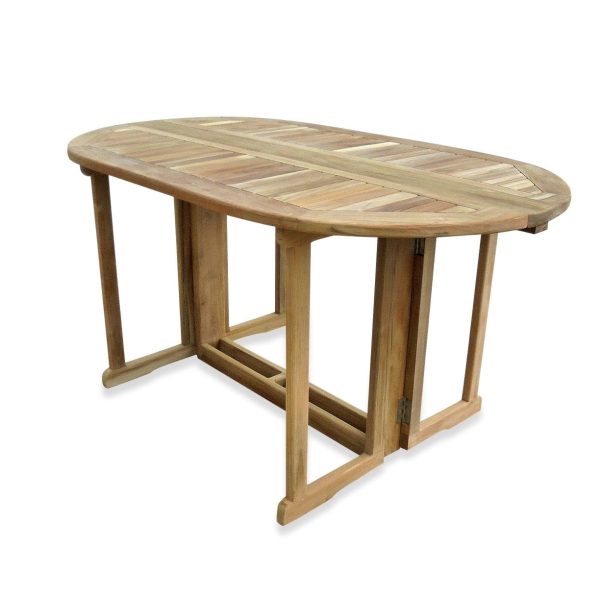 Barcelona Oval Drop Leaf Dining 60" x 35" Teak Table