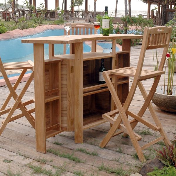 Grand Cayman Folding Teak Bar Table