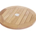 Round Teak Lazy Susan with Umbrella Holder and Smooth Rotation