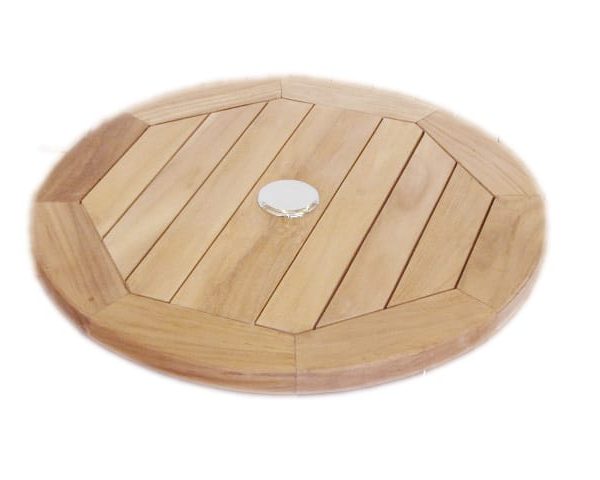 Round Teak Lazy Susan with Umbrella Holder and Smooth Rotation