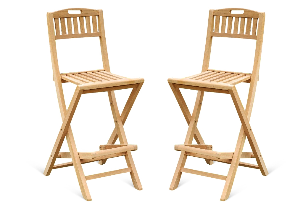 Mallorca Teak Folding Bar Chair.  Priced and Packed 2 Per Box