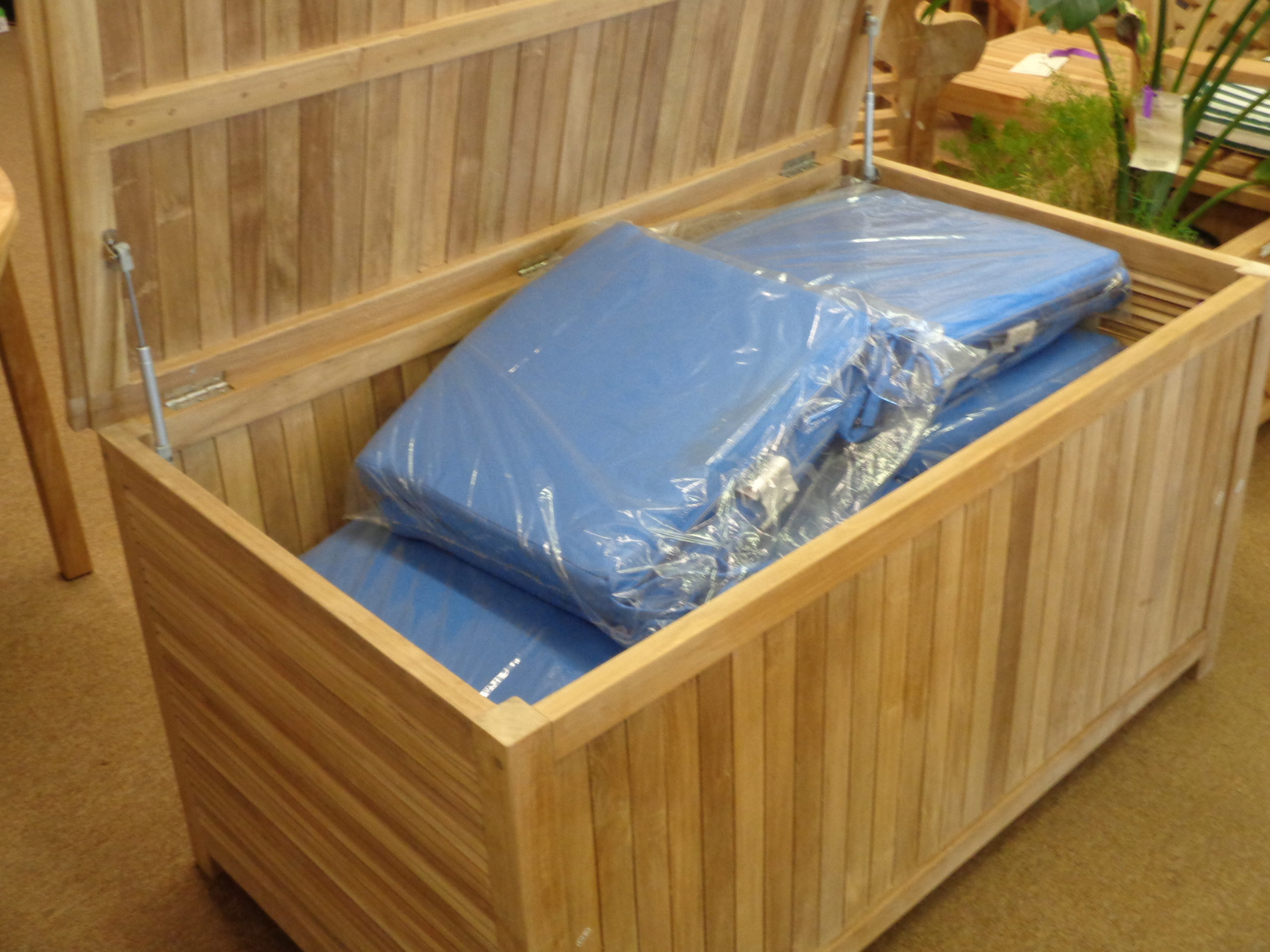 Our Medium Nantucket Teak Dock Storage Box 53" x 30.5"  / 120 lbs of Grade A Teak, Shipped Assembled