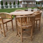 Nassau 47" Round Drop Leaf Folding Teak Bar Table W/4 Kensington Bar Chairs