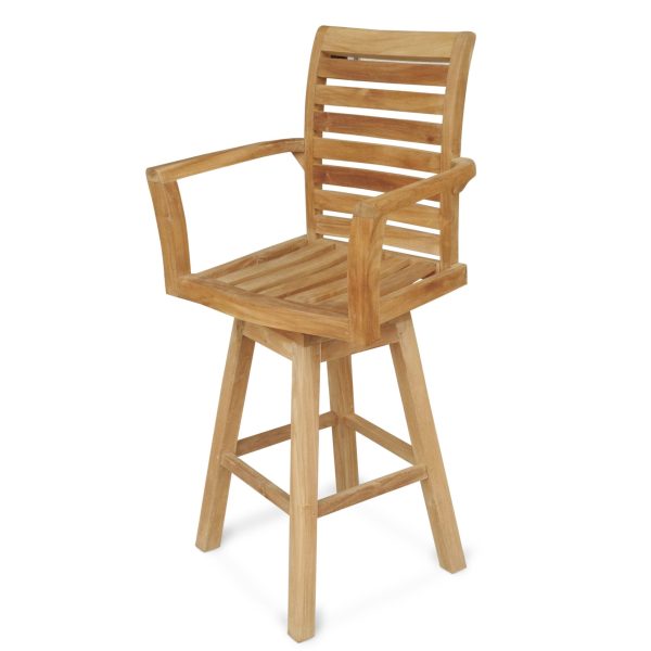 Teak Swivel Bar Armchairs
