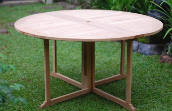 Barcelona Round Drop Leaf 59" Teak Dining Table
