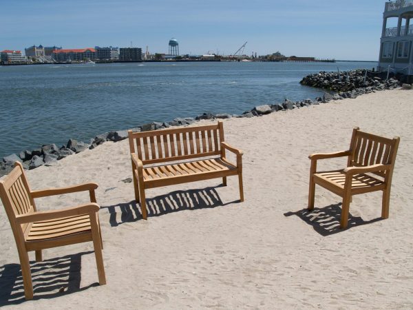 3 Pc Windsor Teak Collection, 48" 2 Seater Bench, W/2 Armchairs