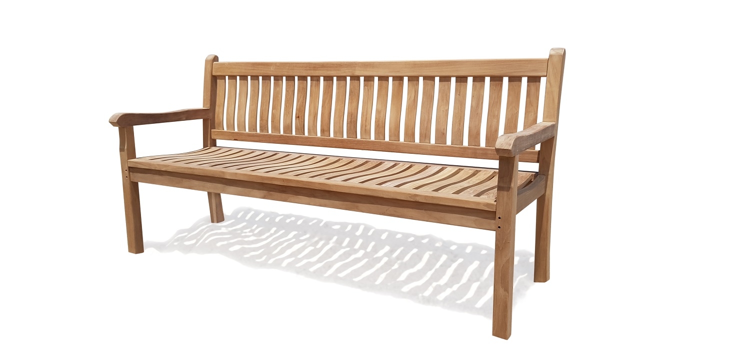 72" Windsor Teak Bench 4 Seater w Arms