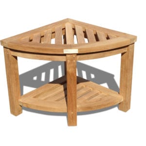 Windsor Teak Corner Shower Bench/Table w Shelf