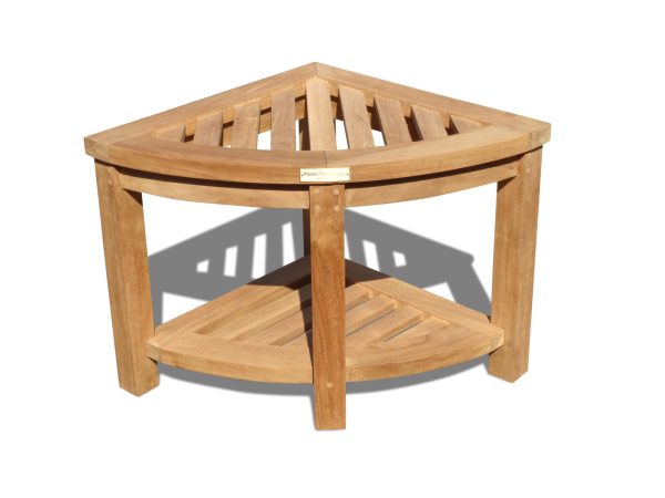 Windsor Teak Corner Stool/Table w Shelf