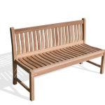 60" Armless Windsor Teak Bench w Back-3 Seater