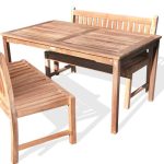 Cannes 59" x 35" Rectangular Teak Dining Table W/2 Windsor Armless 48" Benches w Backs