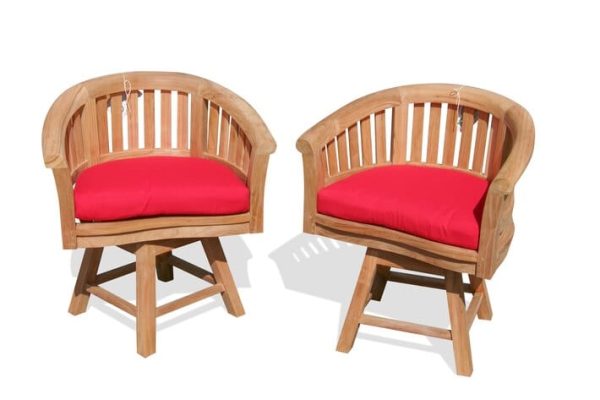 Kensington Teak Curved Swivel Armchair-2 Pack