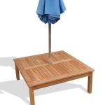 Cape Cod 40" Square x 16"H Teak Coffee Table w Umbrella Hole